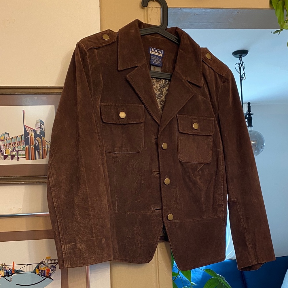 Classic Brown Suede Military Jacket